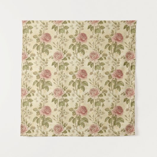 Vintage Rose Floral Pattern Wandkleed (Voorkant)