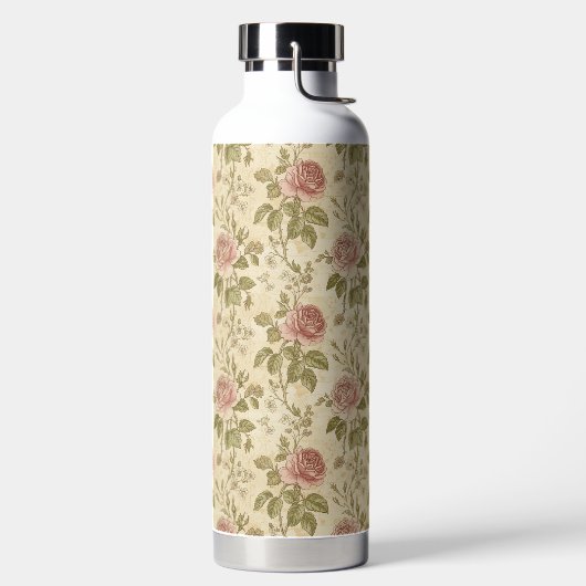 Vintage Rose Floral Pattern Waterfles (Links)