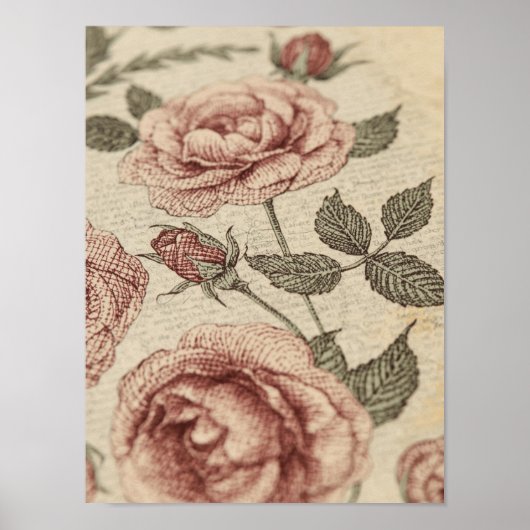 Vintage Rose Garden Botanical Poster (Voorkant)