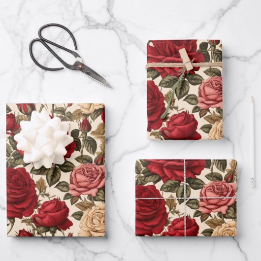 Vintage Rose Garden Inpakpapier Vel (Voorkant)