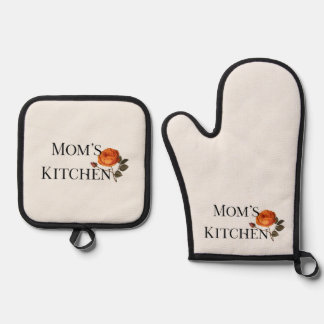 Vintage Rose Mom Floral Apron Ovenwant & Pannenlap Set