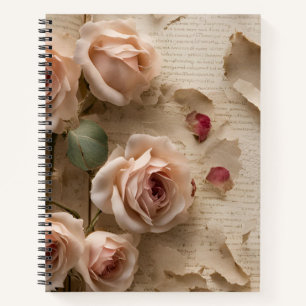"Vintage Rose Notitieboek - Elegant Bloemendagboek