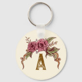 Vintage Rose Personalized Sleutelhanger (Voorkant)