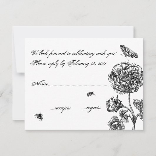 Vintage Rose RSVP Kaartje (Voorkant)