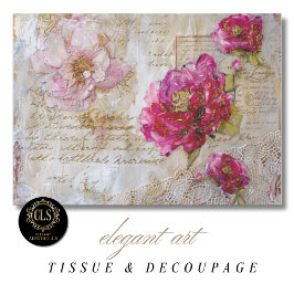 Vintage Rose Script Decoupage Gift Tissue Paper Tissuepapier