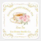 Vintage Rose Tea Square Label (Voorkant)