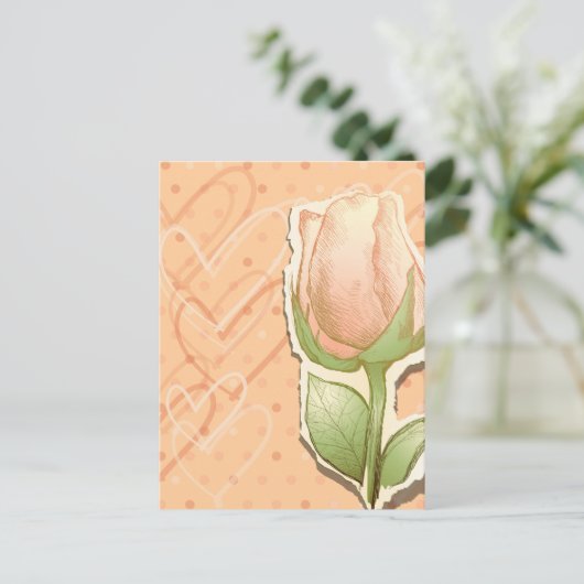 Vintage rosebud, briefkaart (Staand voorkant)