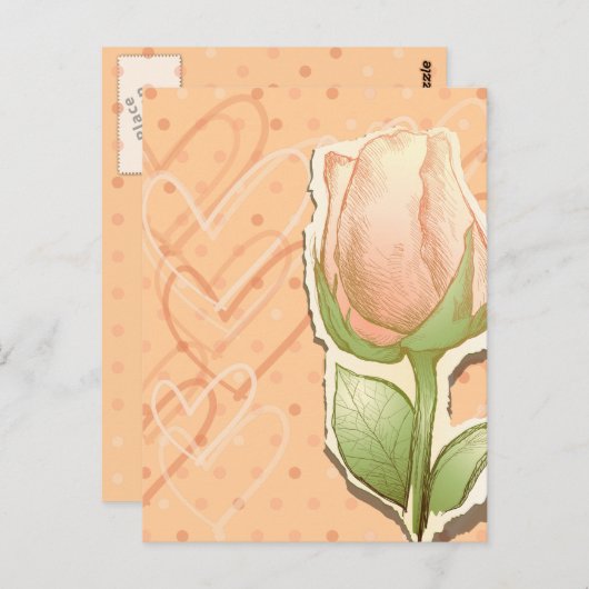 Vintage rosebud, briefkaart (Voorkant / Achterkant)