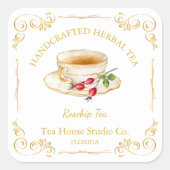 Vintage Rosehip Tea Square Label (Voorkant)