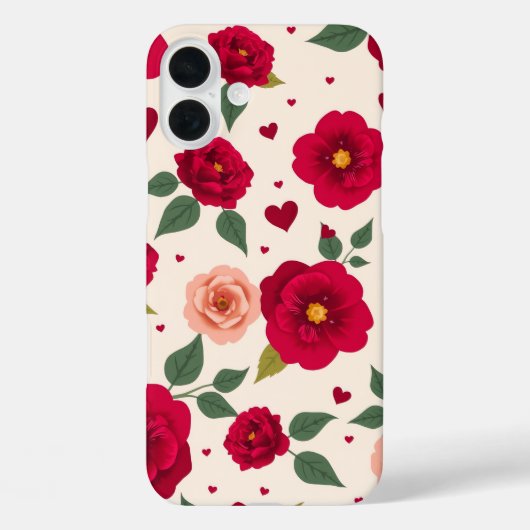 Vintage Roses and Hearts iPhone Case (Achterkant)