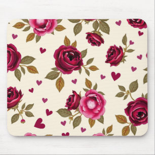 Vintage Roses and Hearts Mouse Pad Muismat