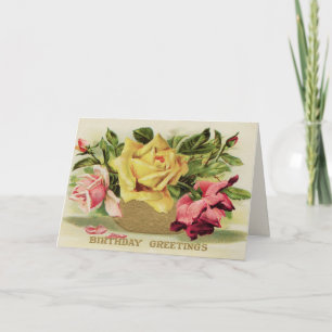 Vintage Roses Birthday Kaart