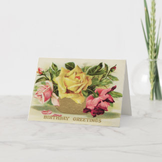 Vintage Roses Birthday Kaart