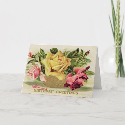 Vintage Roses Birthday Kaart (Voorkant)