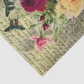 Vintage Roses & Butterflies Ephemera Tissue Paper Tissuepapier (Detail)