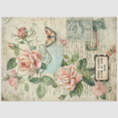 Vintage Roses & Butterfly Botanical Ephemera Tissuepapier (Voorkant)