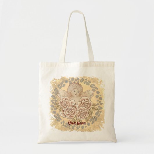 Vintage Roses Cherub Engel Tote Bag (Voorkant)