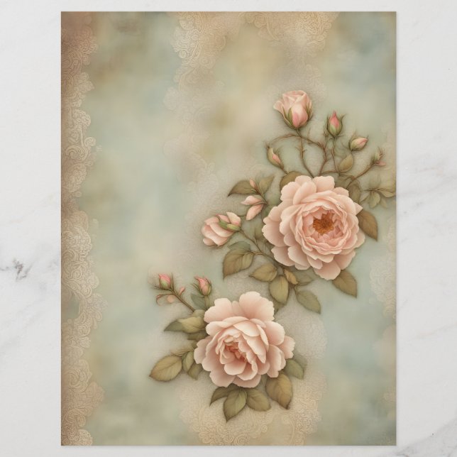 Vintage Roses dubbelzijdig scrapbookpapier (Voorkant)