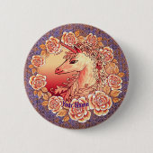 Vintage Roses Eenhoorn pin Ronde Button 5,7 Cm (Voorkant)