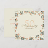 Vintage Roses - huwelijksjubileum uitnodiging (Voorkant / Achterkant)