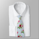 vintage roses in soft power blue stropdas<br><div class="desc">This vintage floral necktie features red and pink roses with green leaves on a soft powder blue background. The gentle blue tone highlights the floral pattern and creates a fresh, elegant look inspired by vintage botanical prints. Great for weddings, garden parties, spring events, or adding a subtle floral accent to...</div>