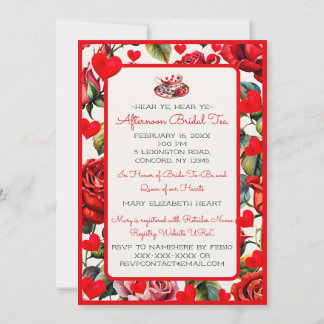 Vintage Roses Queen of Hearts Bruids-High Tea Kaart