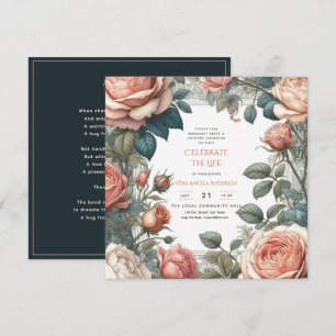 Vintage Roses viering van het leven herdenking ged Kaart