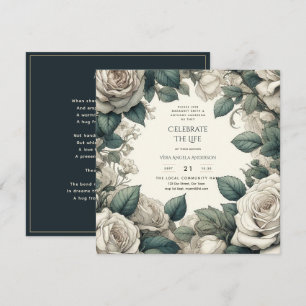 Vintage Roses viering van het leven herdenkingsged Kaart