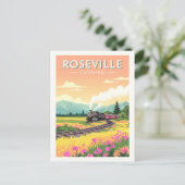 Vintage Roseville California Briefkaart (Staand voorkant)