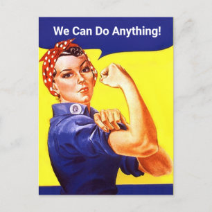 Vintage Rosie de riveter die we kunnen doen. Feestdagenkaart