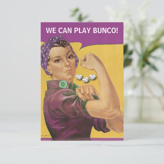 Vintage Rosie Funny Bunco Invite Kaart (Staand voorkant)