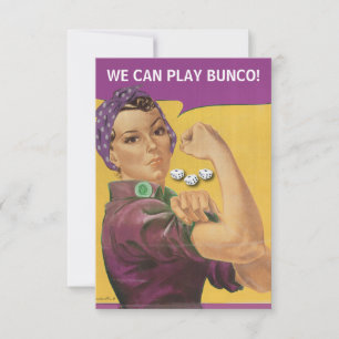 Vintage Rosie Funny Bunco Invite Kaart