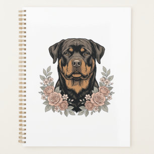 Vintage Rottweiler Bloemportret Shirt Ontwerp_1 Planner