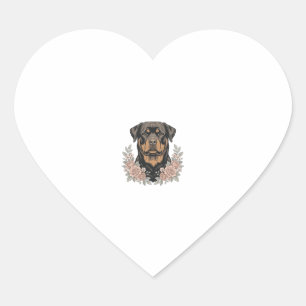 Vintage Rottweiler Bloemstuk T-shirt ontwerp_1 Hart Sticker