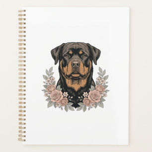 Vintage Rottweiler Bloemstuk T-shirt ontwerp_1 Planner
