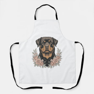 Vintage Rottweiler Bloemstuk T-shirt ontwerp_1 Schort