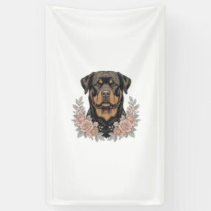Vintage Rottweiler Bloemstuk T-shirt ontwerp_1 Spandoek