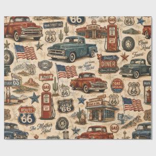 Vintage Route 66 Americana Retro Truck Cadeaupapier
