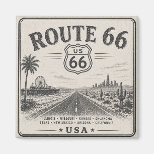 Vintage Route 66 Amerikaanse Road Trip Kunst Decor Magneet