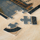 Vintage Route 66 Chicago Silhouet Kunst Legpuzzel (Zijkant)