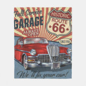 Vintage Route 66 Fleece Deken (Voorkant)