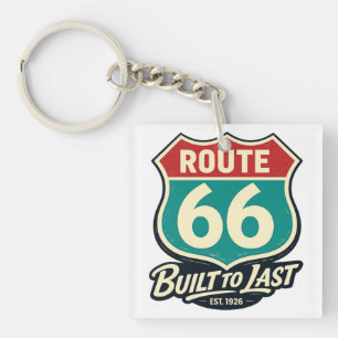 Vintage Route 66 Gebouwd Om Te Duureren Sleutelhanger