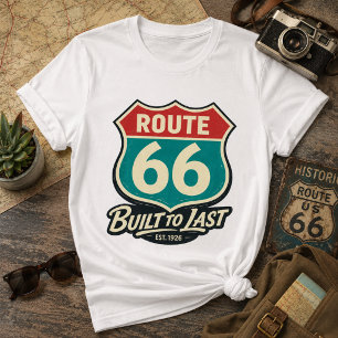 Vintage Route 66 Gebouwd Om Te Duureren T-shirt