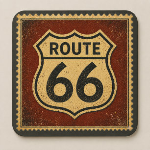 Vintage Route 66 Highway Schild Stempel Americana Kartonnen Onderzetters