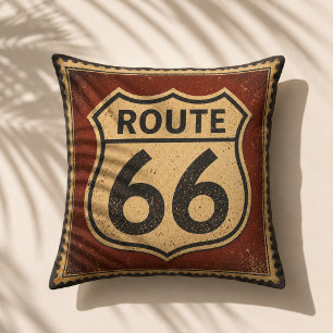 Vintage Route 66 Highway Schild Stempel Americana Kussen