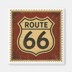 Vintage Route 66 Highway Schild Stempel Americana Magneet