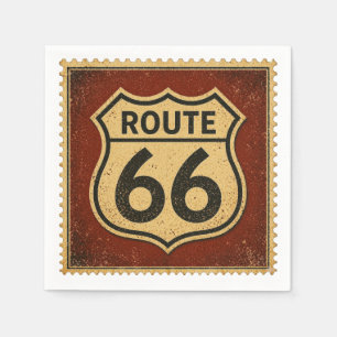 Vintage Route 66 Highway Schild Stempel Americana Servet