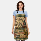 Vintage Route 66 Illinois Koffie Schort (Gedragen)