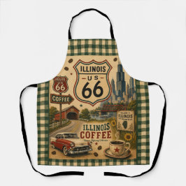 Vintage Route 66 Illinois Koffie Schort