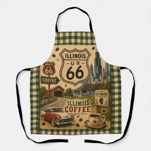 Vintage Route 66 Illinois Koffie Schort